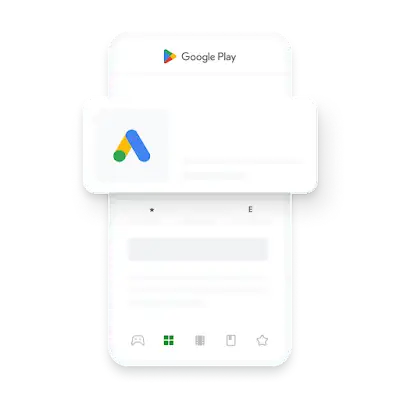 Illustratie van de mobiele Google Ads-app in de Google Play Store.