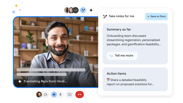 Gemini pour Workspace traduit et résume un appel dans Meet