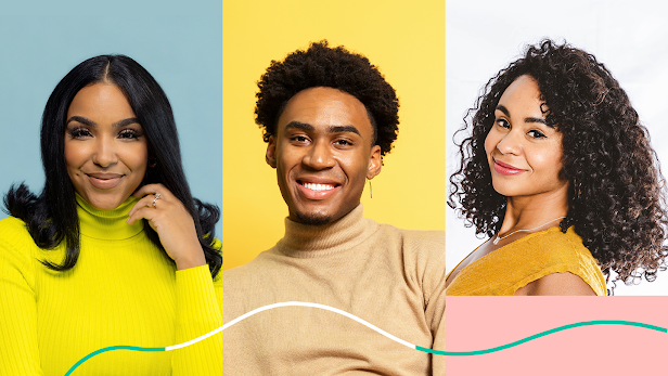 Collage of three Black YouTube creators smiling at the camera