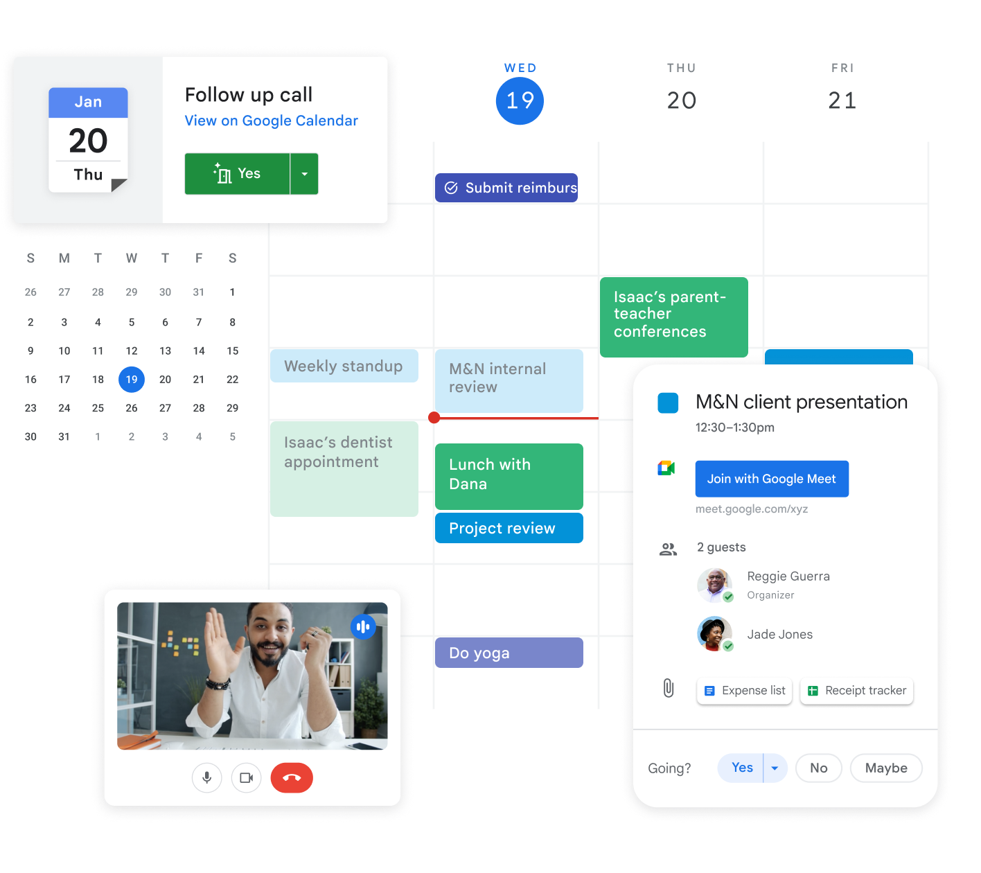 Un calendario que se puede compartir con Google Workspace.