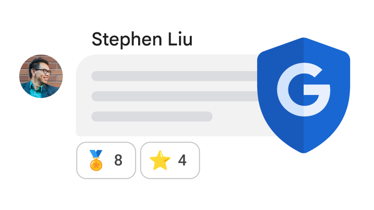 Un mensaje de Chat superpuesto con el escudo de seguridad de Google para indicar que tiene seguridad integrada.