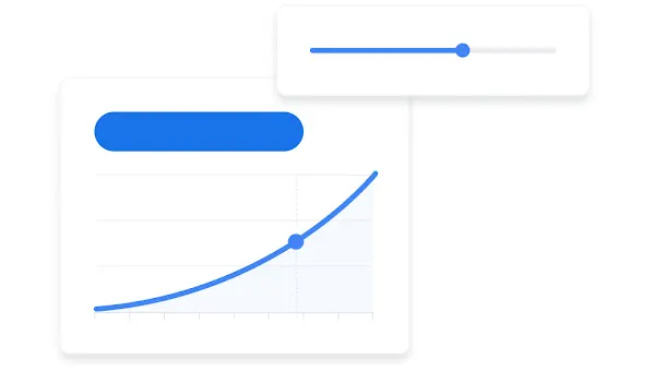 UI dasbor Google Ads berisi diagram yang memproyeksikan konversi berdasarkan anggaran.