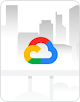 Google Cloud-Logo über einer Stadtlandschaft