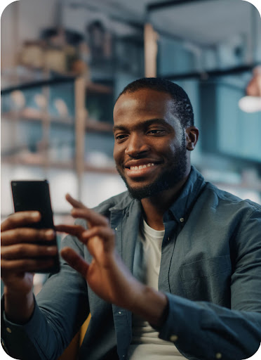 Image of a man using business messages