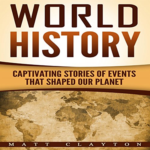 Diseño de la portada del título World History: Captivating Stories of Events That Shaped Our Planet