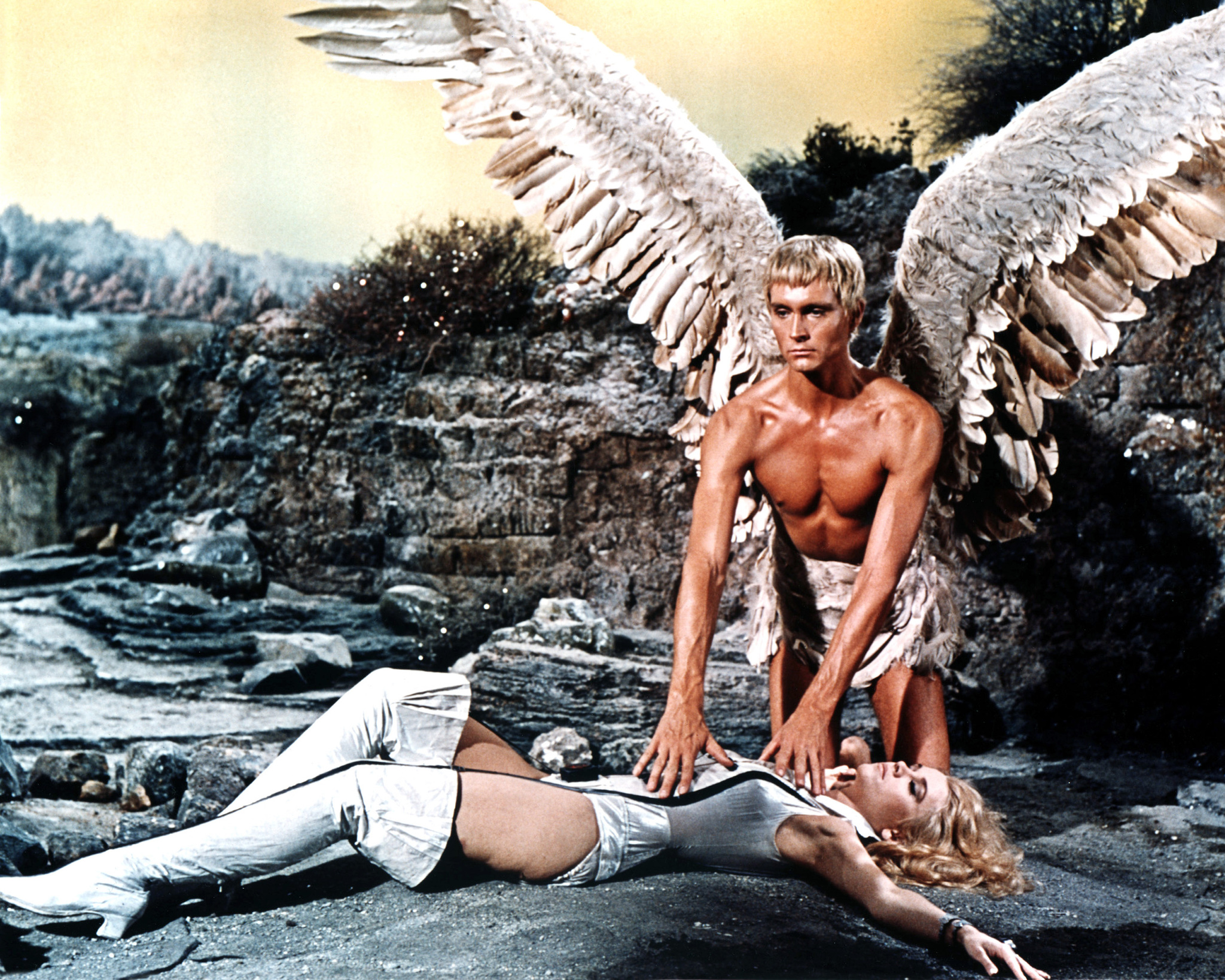 Jane Fonda and John Phillip Law in Barbarella (1968)