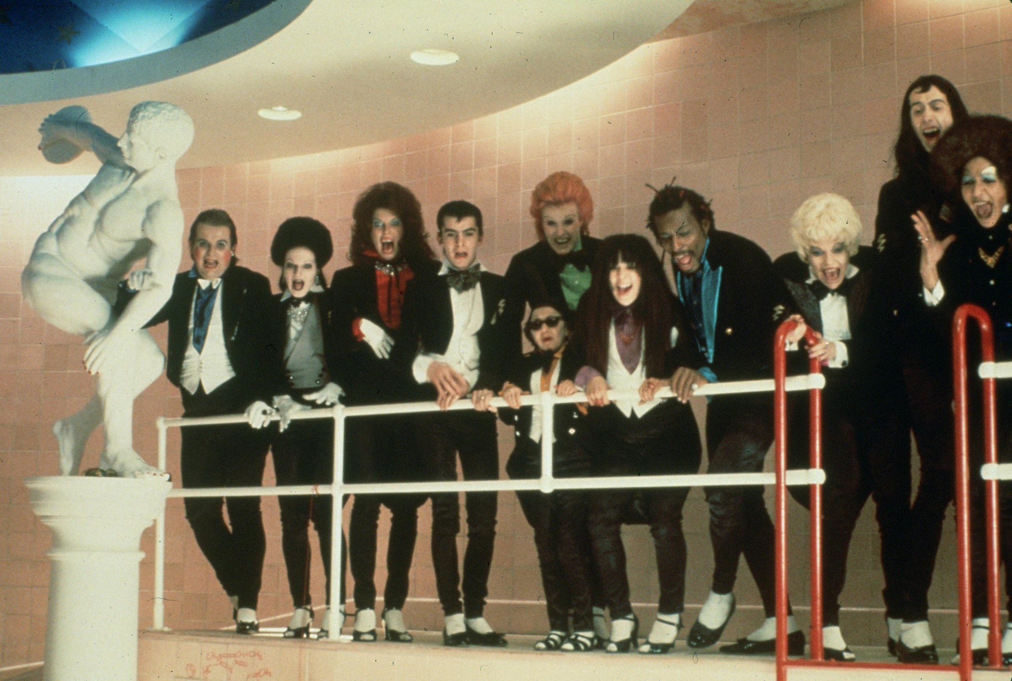 Pierre Bedenes, Christopher Biggins, Gaye Brown, Stephen Calcutt, Imogen Claire, Rufus Collins, Sadie Corre, Lindsay Ingram, Annabel Leventon, Pamela Obermeyer, and Kimi Wong in The Rocky Horror Picture Show (1975)