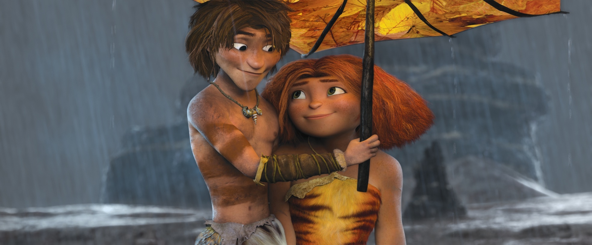 Ryan Reynolds and Emma Stone in The Croods (2013)