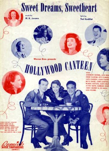 Bette Davis, Jack Benny, Barbara Stanwyck, John Garfield, Jack Carson, Dane Clark, Robert Hutton, and Joan Leslie in Hollywood Canteen (1944)