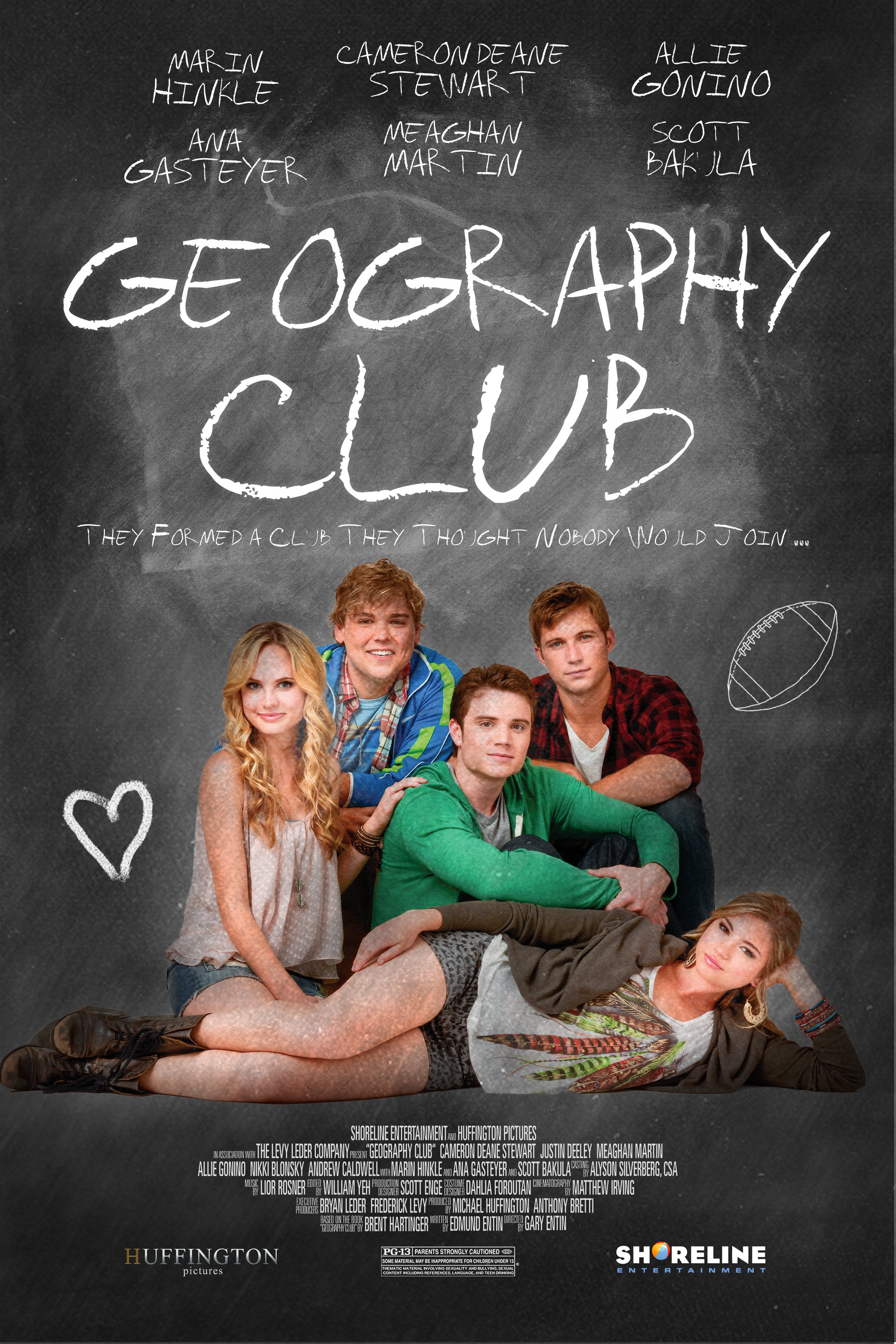 Justin Deeley, Andrew Lewis Caldwell, Allie Gonino, Meaghan Martin, and Cameron Deane Stewart in Geography Club (2013)