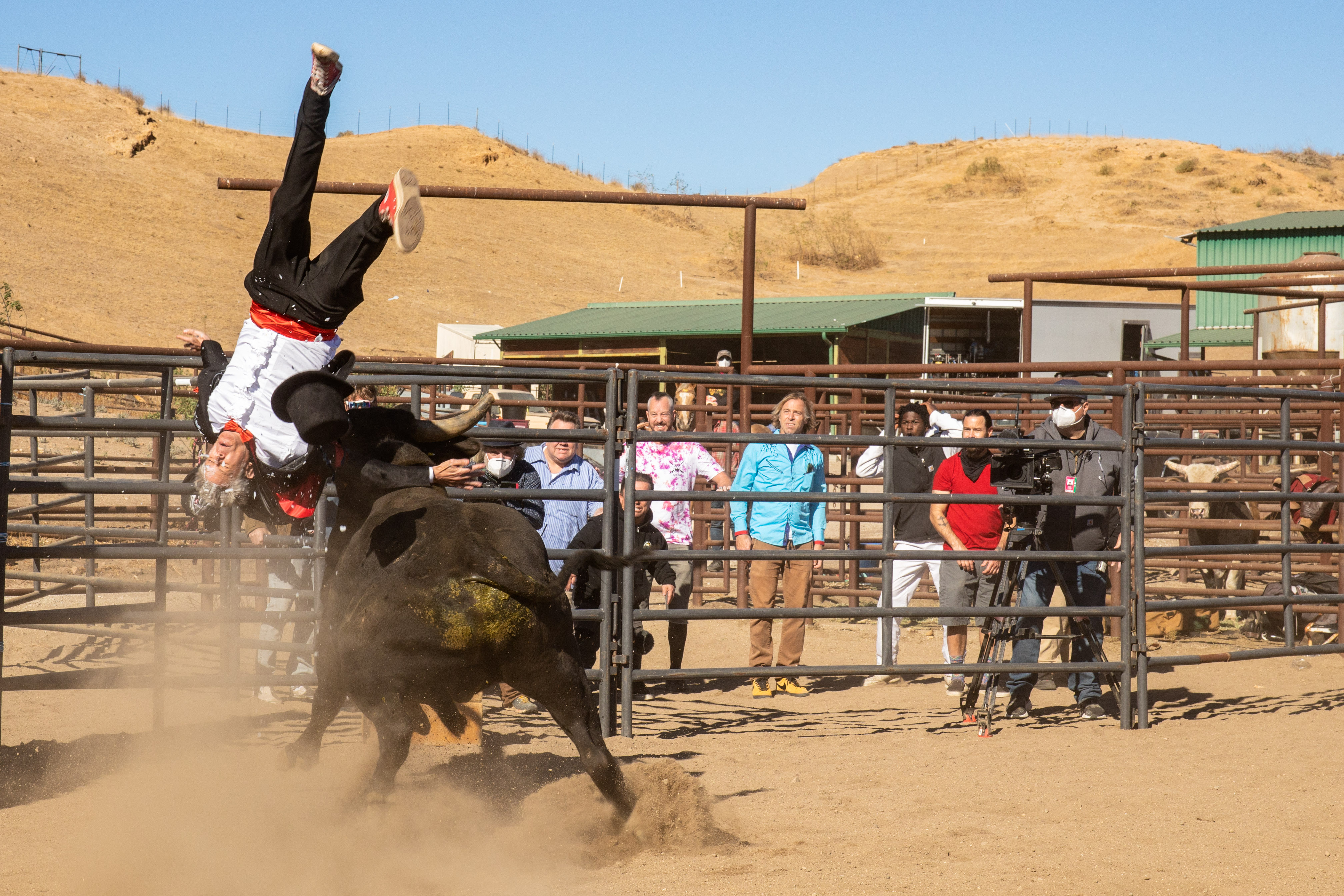 Jason 'Wee Man' Acuña, Lance Bangs, Dave England, Johnny Knoxville, Ehren McGhehey, Chris Pontius, Rick Kosick, Preston Lacy, and Eric Manaka in Jackass Forever (2022)