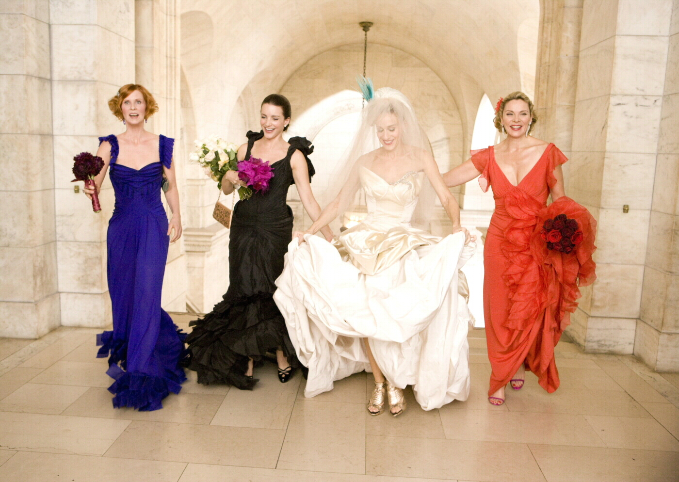 Kim Cattrall, Sarah Jessica Parker, Kristin Davis, and Cynthia Nixon in Sex and the City (2008)