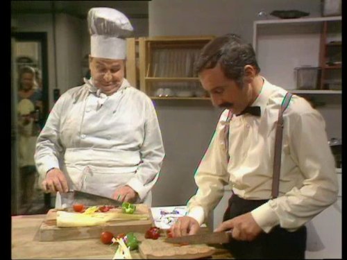 Steve Plytas and Andrew Sachs in Fawlty Towers (1975)