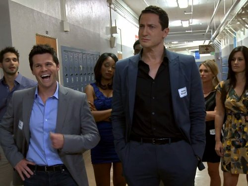 Ian Reed Kesler, Sasha Roiz, and Frances Turner in It's Always Sunny in Philadelphia (2005)