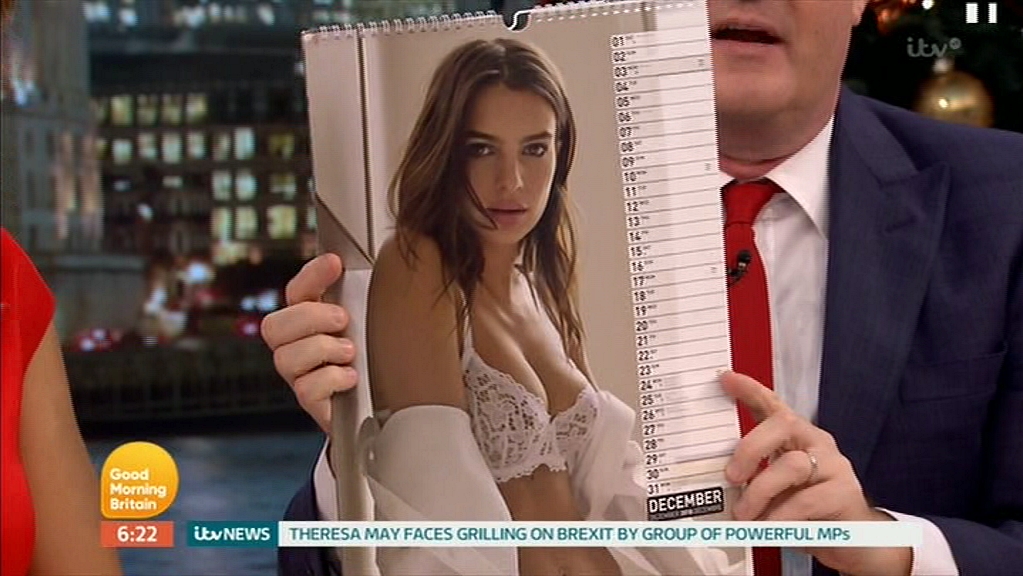 Piers Morgan and Emily Ratajkowski in Good Morning Britain (2014)