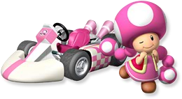 Artwork of Toadette with her kart from Mario Kart Wii