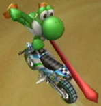 Yoshi performing a Trick in Mario Kart Wii