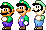 Luigi's sprites from Super Mario World, Super Mario All-Stars   Super Mario World, and Super Mario World: Super Mario Advance 2.