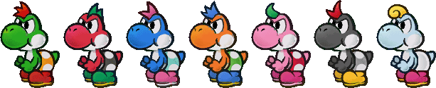 Variants of the Yoshi in Paper Mario: The Thousand-Year Door