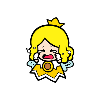 Crying yellow Sprixie Princess stamp from Super Mario 3D World   Bowser's Fury.