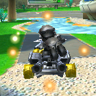 Metal Mario performing a trick.