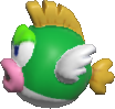 A green Cheep Cheep in the New Super Mario Bros. U style of Super Mario Maker