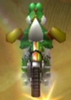 Yoshi performing a Trick in Mario Kart Wii