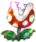 A Shiny Paper Fire Piranha Plant's battle sprite from Mario & Luigi: Paper Jam.