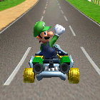 Luigi performing a trick.