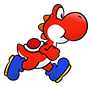 Red Yoshi running in Super Mario Run.