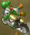 Yoshi performing a Trick in Mario Kart Wii