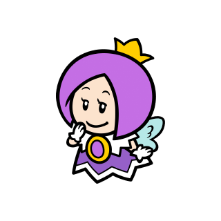 Thinking purple Sprixie Princess stamp from Super Mario 3D World   Bowser's Fury.