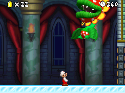 Mario battling Petey Piranha