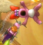 Birdo performing a Trick