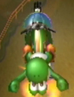 Yoshi performing a Trick in Mario Kart Wii