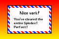 Another congratulatory message when the player beat all microgames in the Spindex menu.