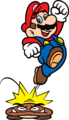 Mario stomping a Goomba