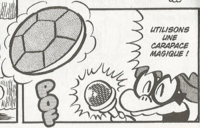 Kamek summoning the Kamemeka in the French translation of volume 3 of Super Mario-kun, while saying "Let's use a Kamemeka!".