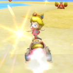 Baby Peach performing a Trick in Mario Kart Wii