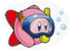 A Sticker of Kirby diving.