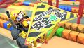 Builder Mario gliding in the Dozer Dasher with the Safety Glider on SNES Mario Circuit 3R/T