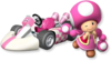 Artwork of Toadette with her kart from Mario Kart Wii