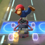 Mario performing a trick. Mario Kart 8.