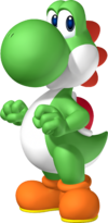 Artwork of Yoshi for Mario Party 8 (reused for Mario & Sonic at the Rio 2016 Olympic Games)