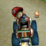 Baby Mario performing a Trick in Mario Kart Wii