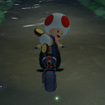 Toad performing a trick. Mario Kart 8.