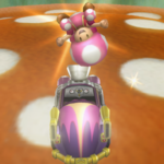 Toadette performing a Trick in Mario Kart Wii