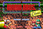 The title screen for the Mario Bros. remake, featuring Mario and Luigi with the enemies they encounter in-game