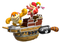 A Tail Bullet Bill with Boom Boom and Pom Pom on their airship in Super Mario 3D Land