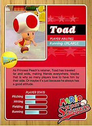 Level 1 Toad card from the Mario Super Sluggers card game